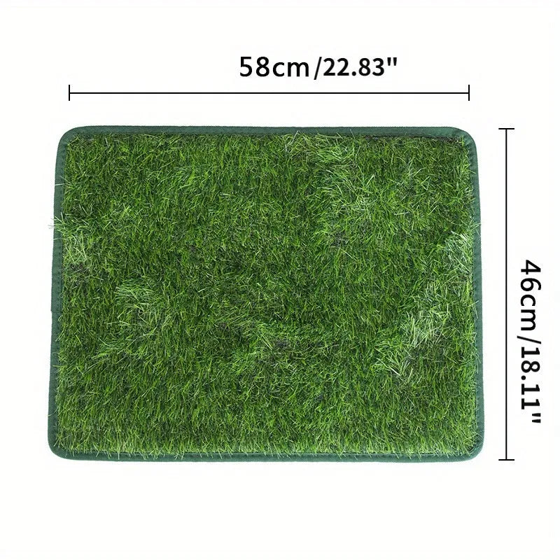 Washable artificial grass dog toilet training mat shown in small, medium, and large size options.