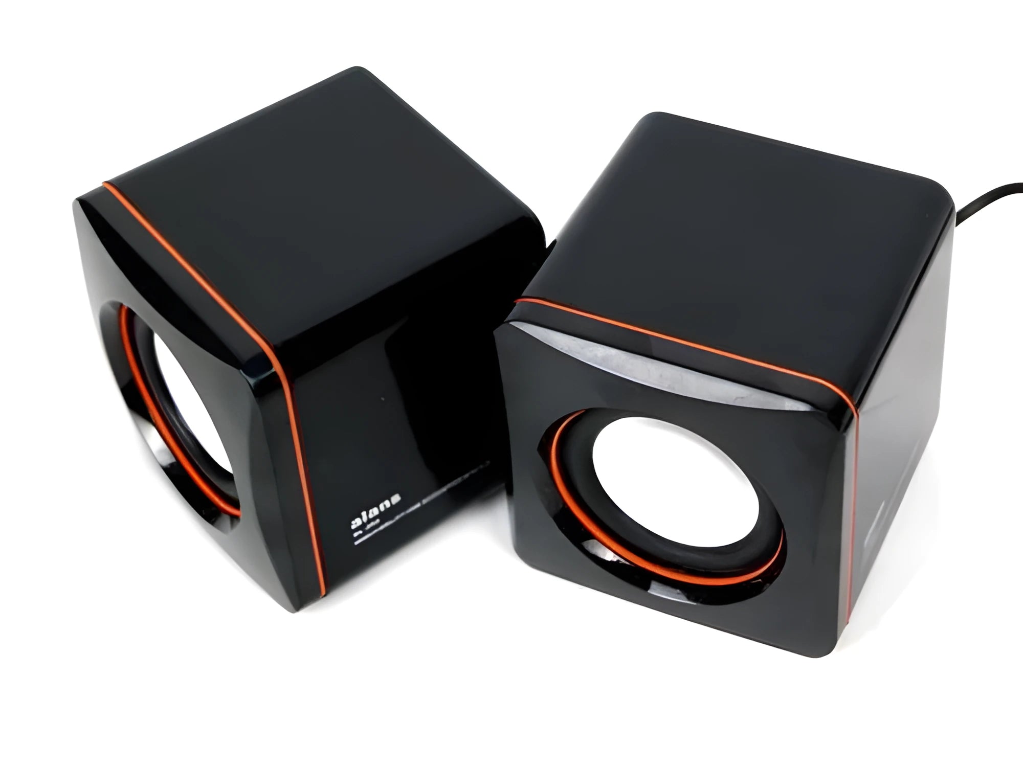 A small black square USB-powered 2.0 speaker for 700B computer systems.