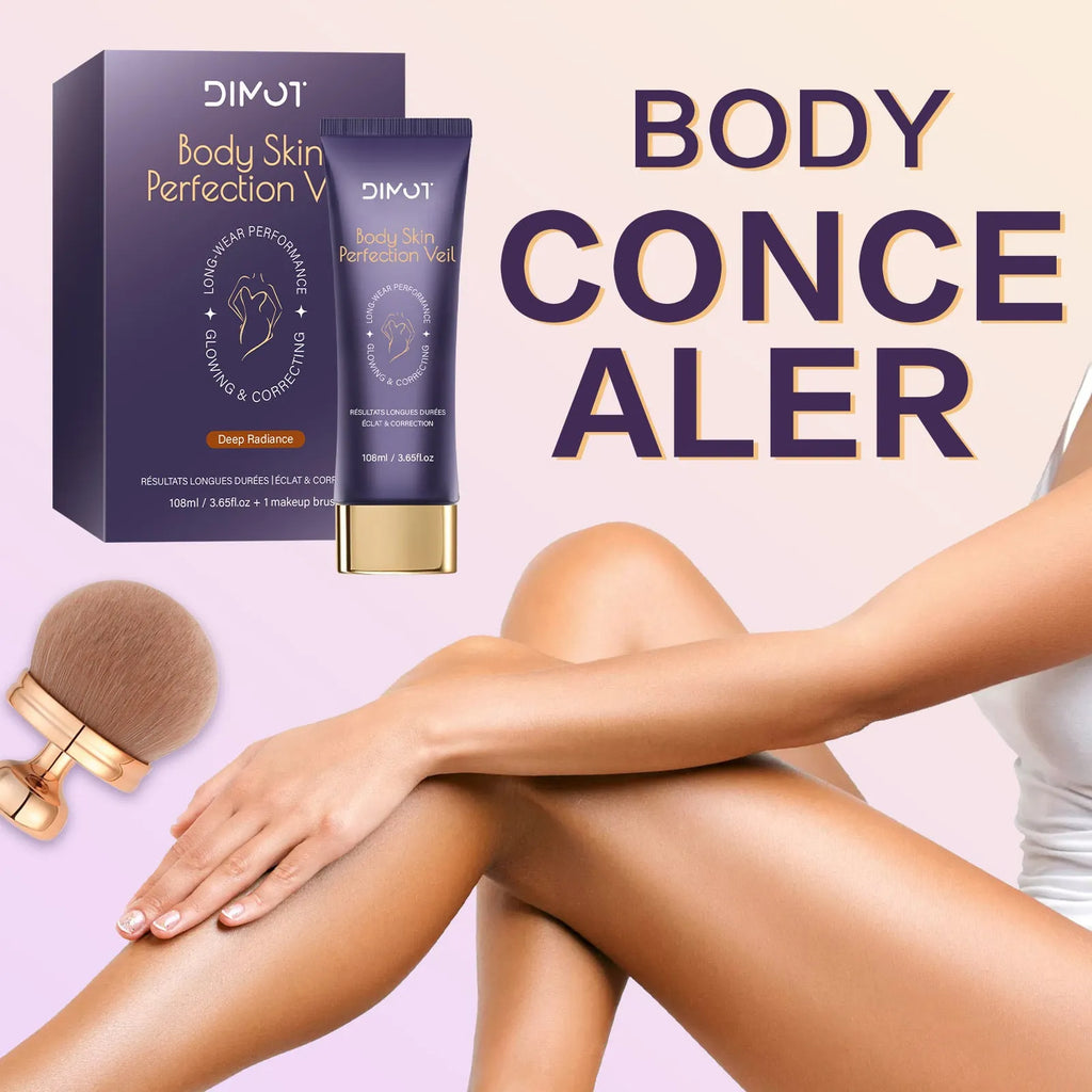 108ml jar of waterproof body concealer cream with applicator brush for covering tattoos and birthmarks.