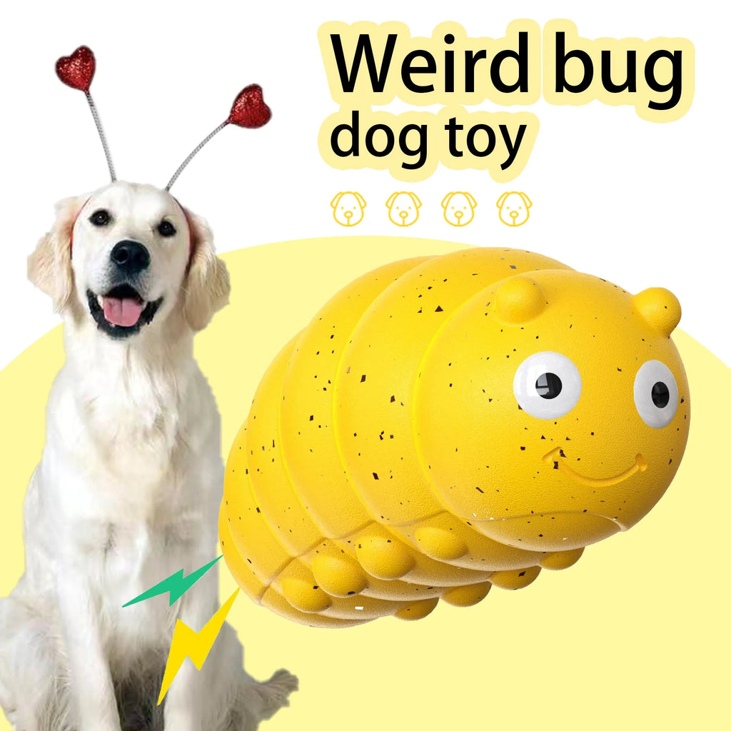 Green teething dog toy with weird barking sound for interactive play