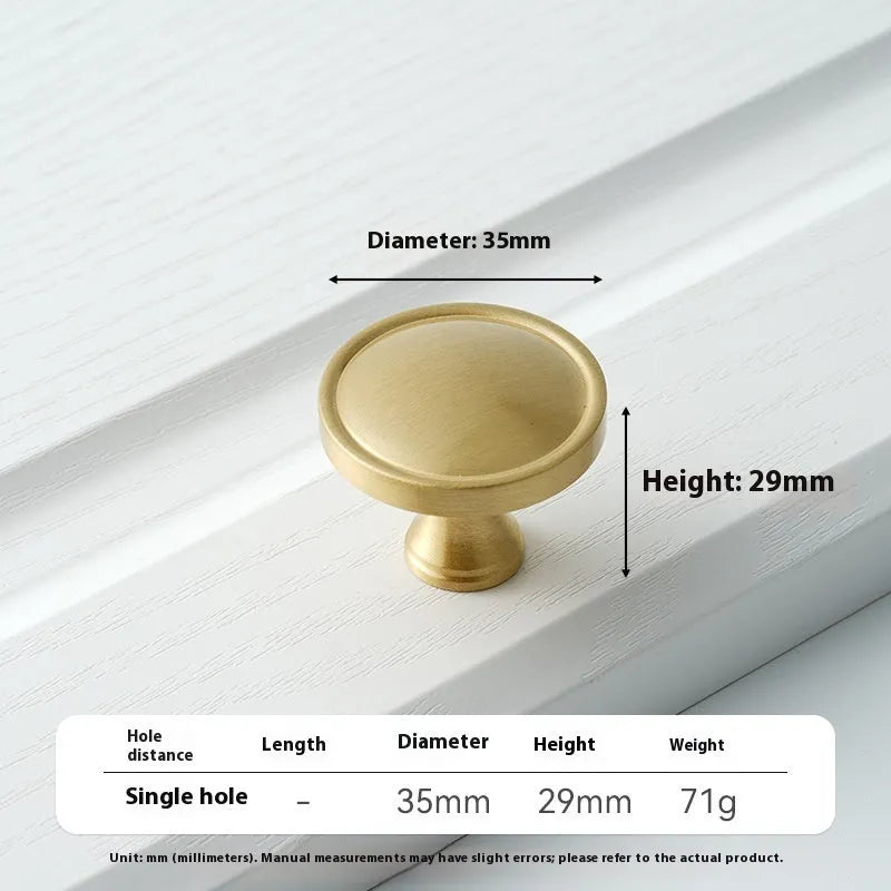 Brass knurled cabinet handle with polished sealed glaze finish in American style