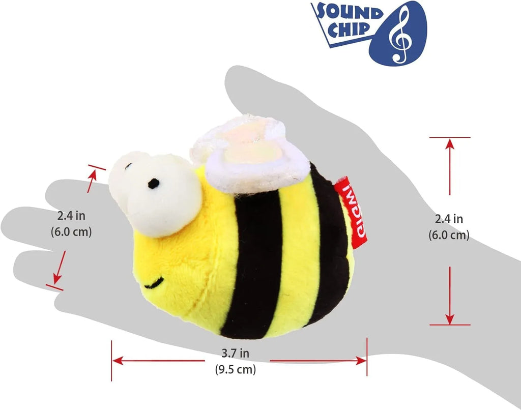 Yellow bee-shaped electronic cat toy with flannelette fabric and motion-activated squeaking