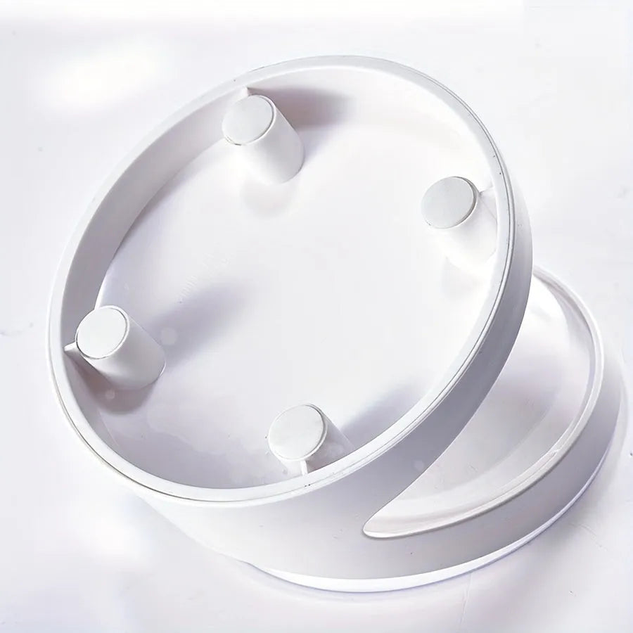 White elevated tilted cat food bowl for neck protection and anti-vomit feeding
