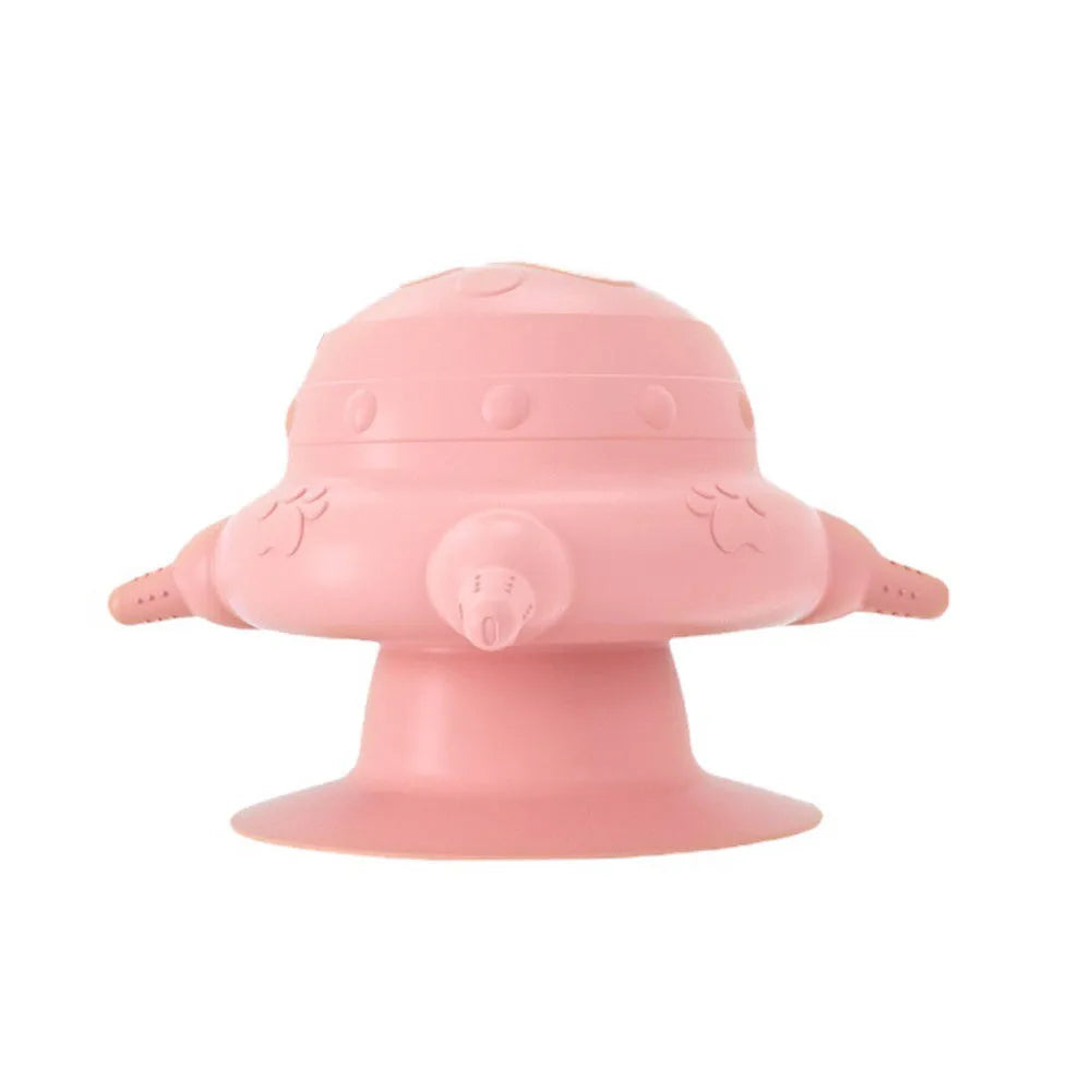 Pink silicone pet milk feeding bowl with bionic breast design and four teats.