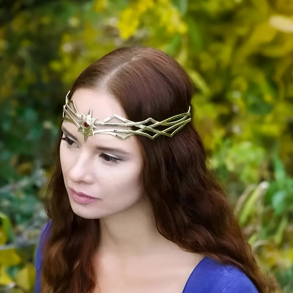Gold shape large round crown hair clasp with antique alloy finish and mesh design