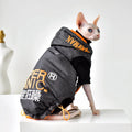 Space Grey hairless cat winter coat with windproof TP polyester outer and cotton lining, sizes S-XXL