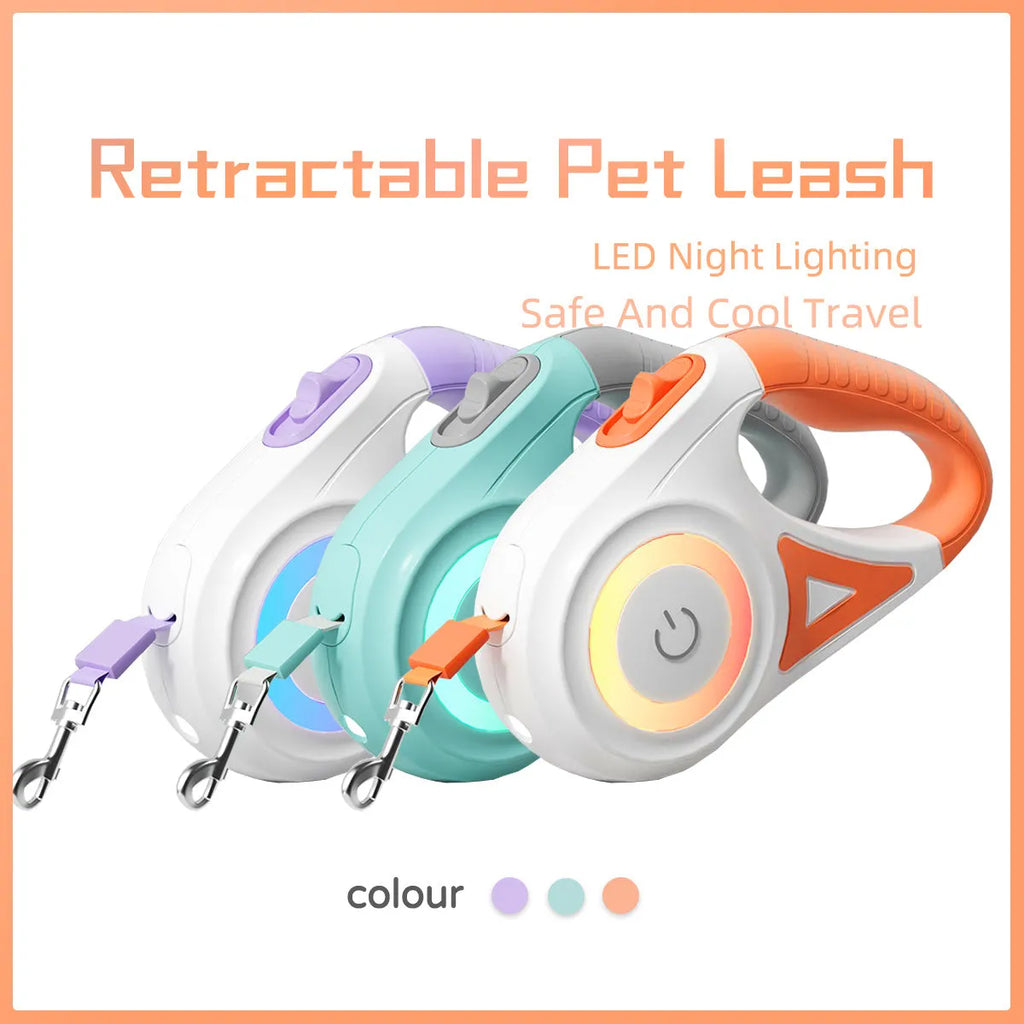 Retractable dog leash with automatic telescopic cord and one-handed brake in Dream Purple colour