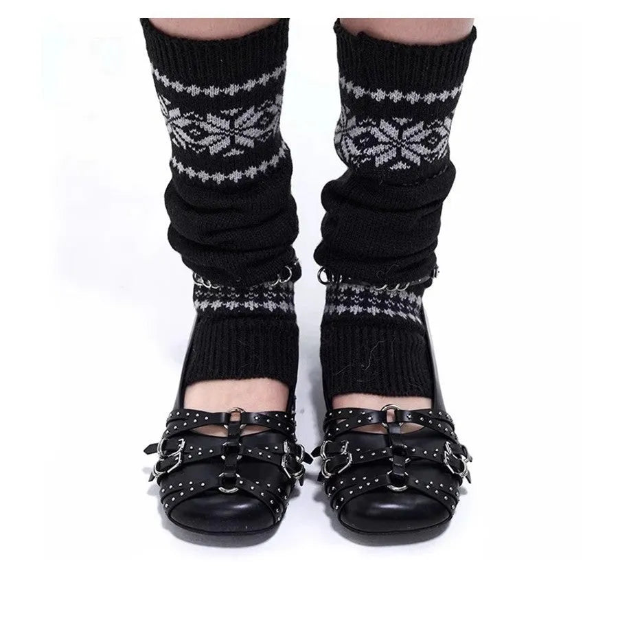 Women's black genuine leather retro pumps with buckle fastening and low square heel
