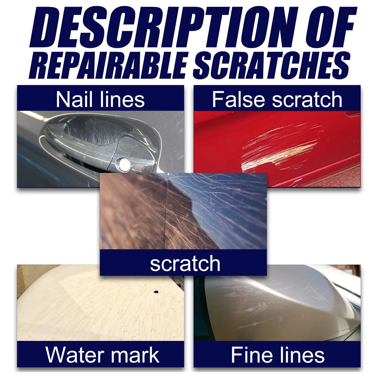 Car scratch repair spray bottle for paint surface restoration in 100ml, 50ml, and 30ml capacities