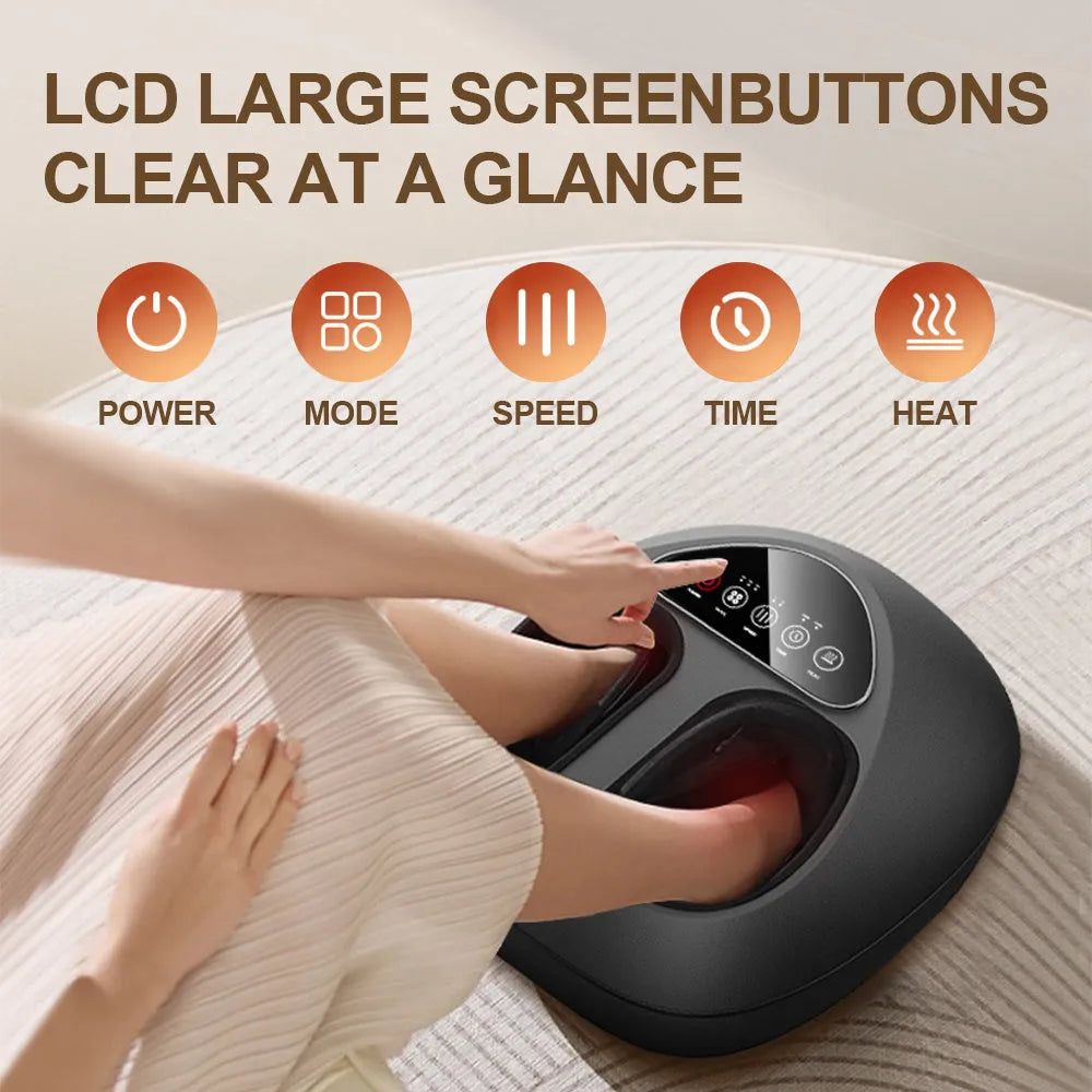 3-in-1 foot massager with air compression and heat features removable washable cover and button controls