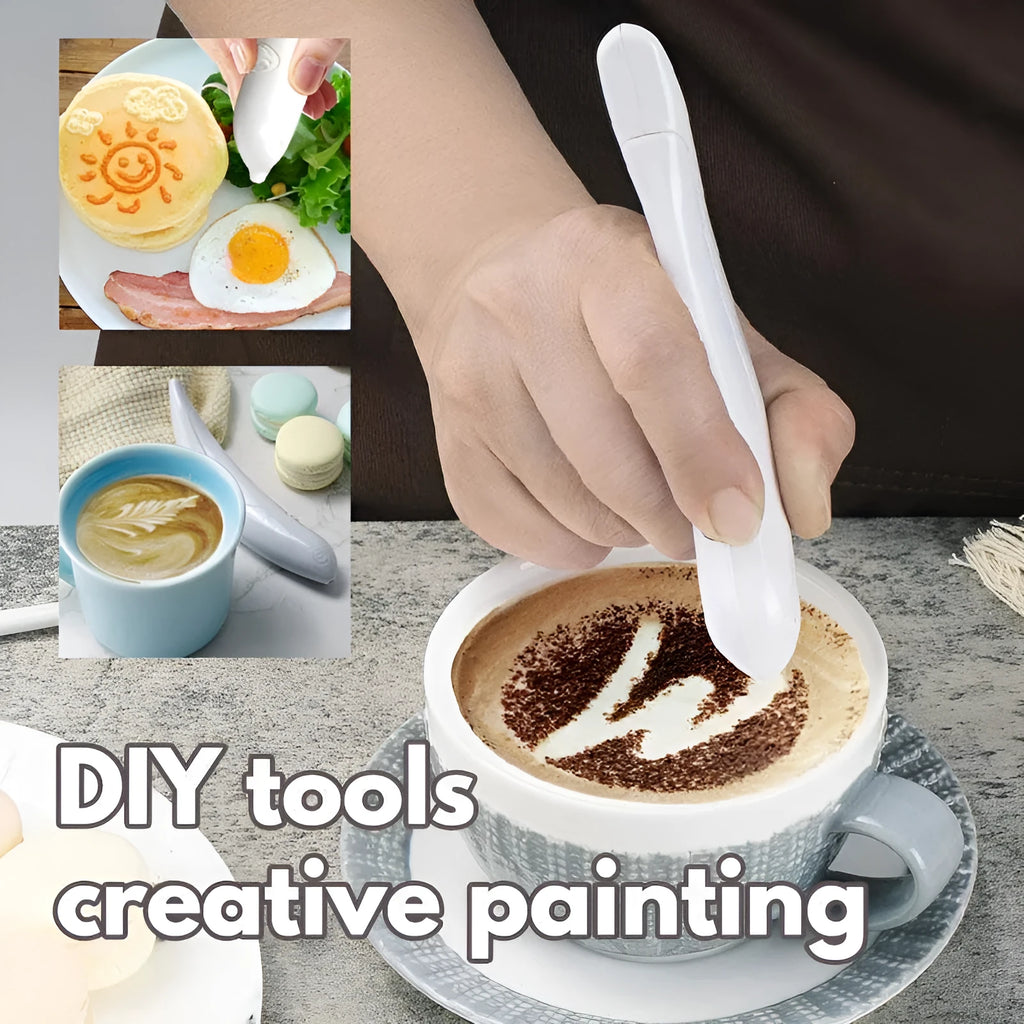Electric coffee drawing pen in yellow for chocolate food decoration with ABS material