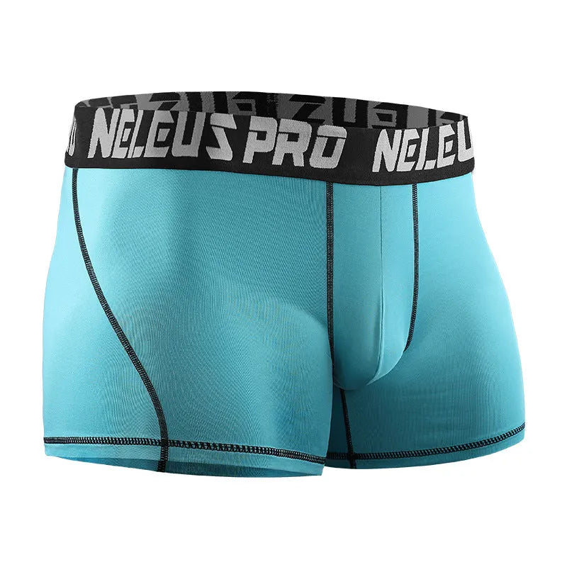 Men's anti-wear running compression shorts in black polyester fibre lay flat on a surface