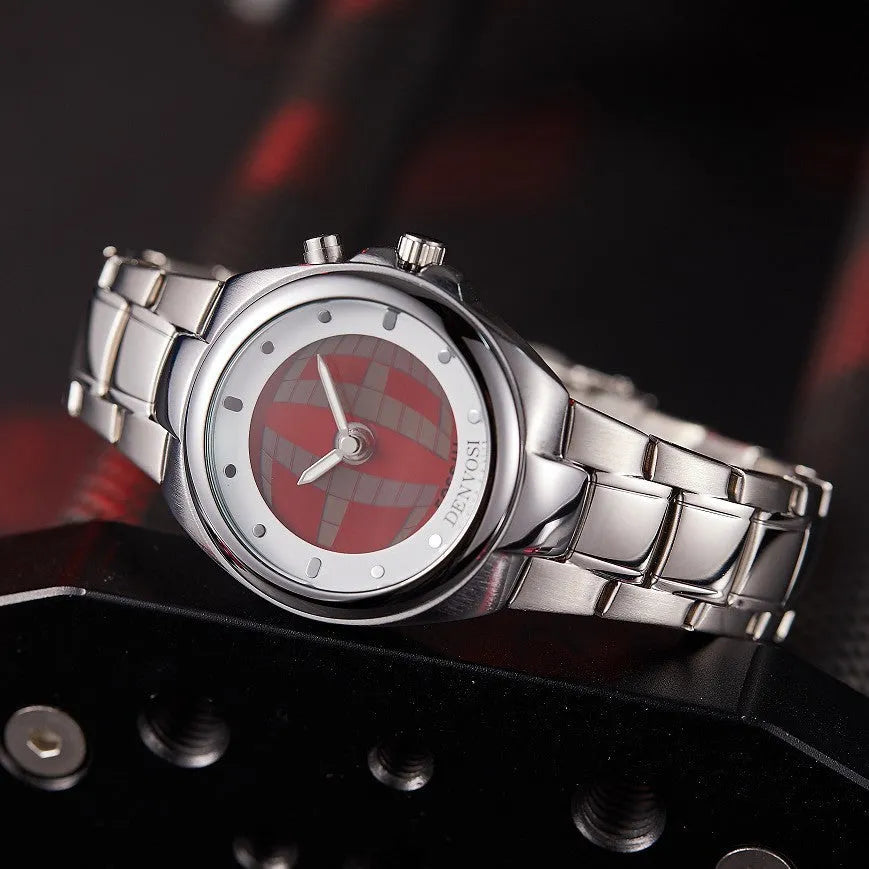 Men's digital dual display watch with 40mm dial, alloy strap, and stainless steel buckle in red or blue colour options