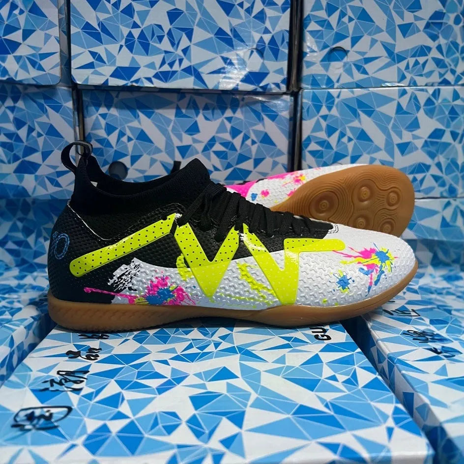 Adult football boots low-top PVC upper with studded rubber outsole in Black & Yellow colour