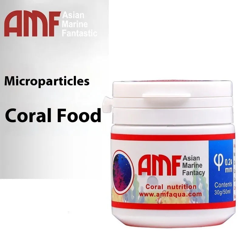 Ornamental fish coral feed micro particles in 30g pack with spoon and feeding tube