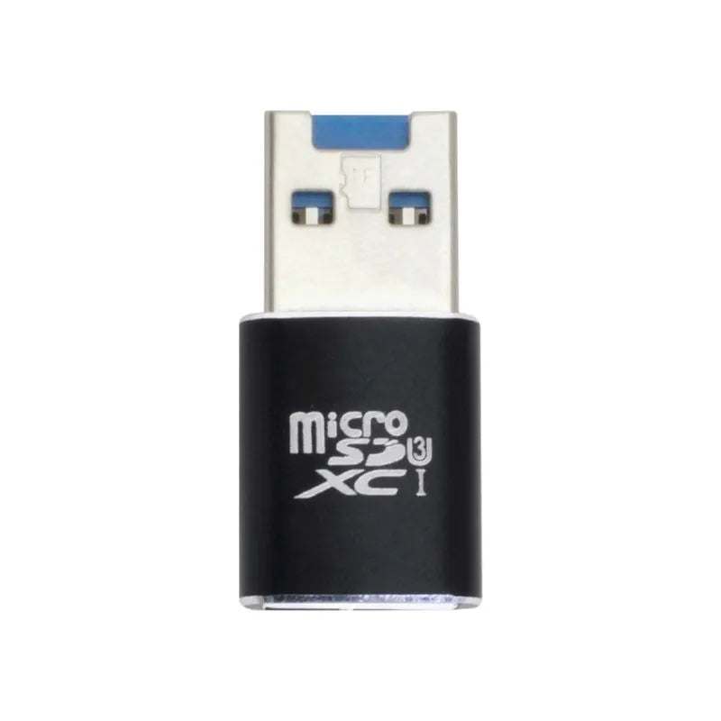 Black USB 3.0 card reader for Micro SD memory cards with ABS plastic housing