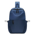 Men's grey waterproof chest bag showing front compartment and shoulder strap