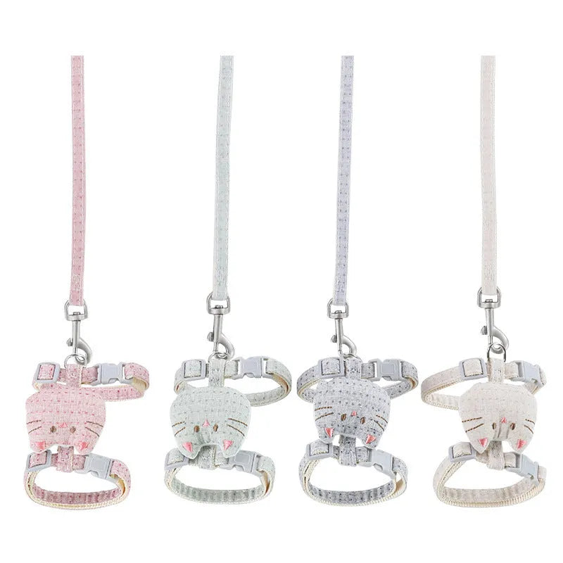 T-shaped cloth cat pulling rope with drawstring handle in pink, beige, grey or cyan options