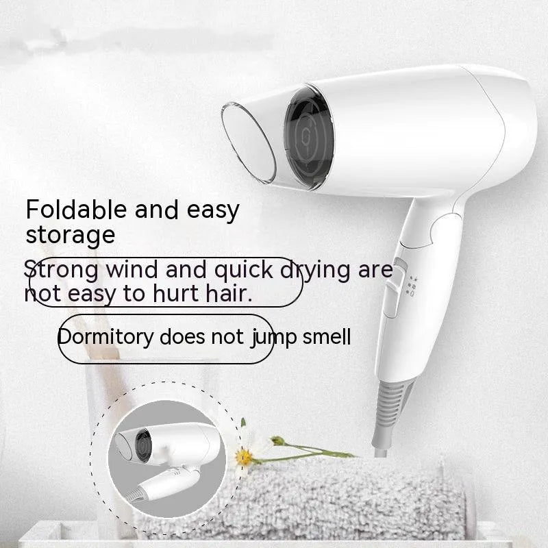 Moon White portable 1400W hair dryer with overheating protection and 150cm cord on white background