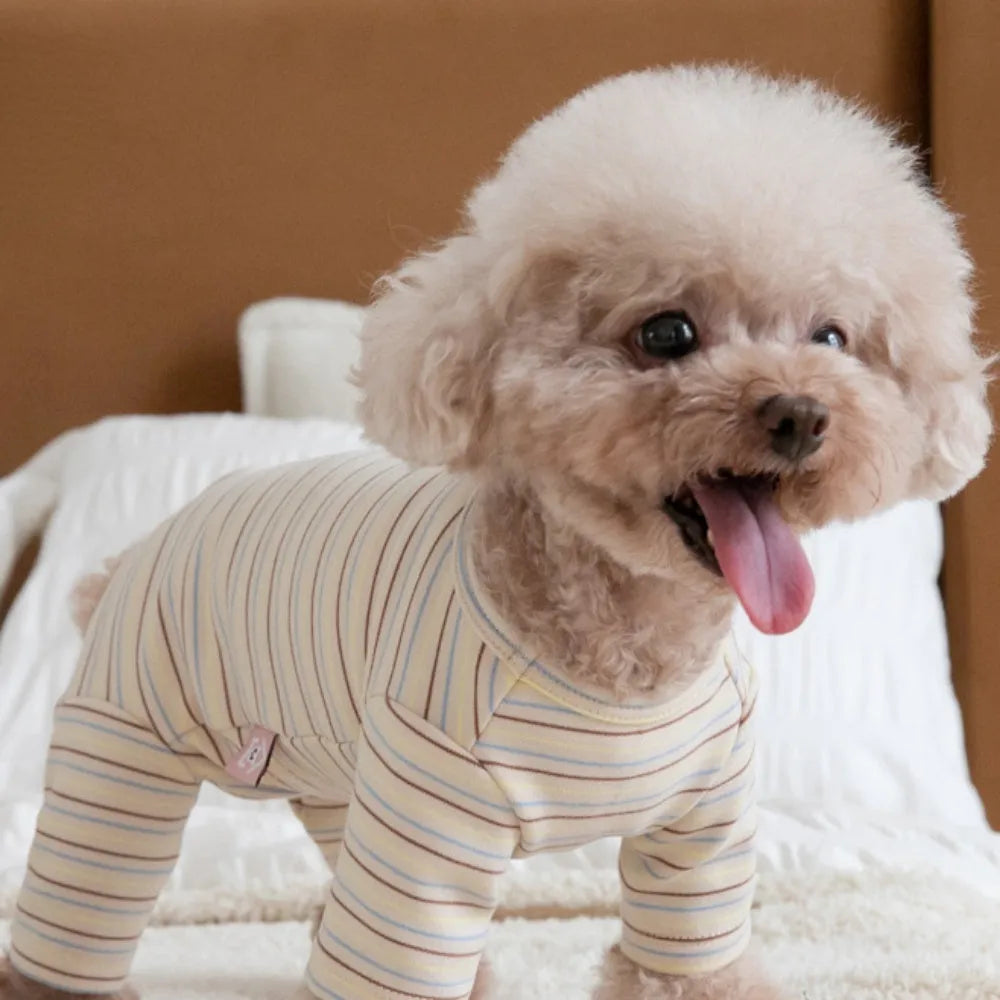 Pet dog four feet home clothing in apricot colour with fashion minimalist stripe design for small to extra large dogs