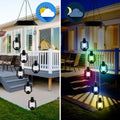 Outdoor solar wind chime lamp with LED lights in hummingbird butterfly design for garden decoration