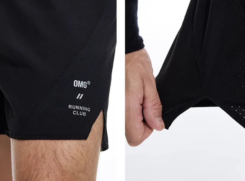 Spandex running shorts with laser punching stitching in Mysterious Black or Power Blue