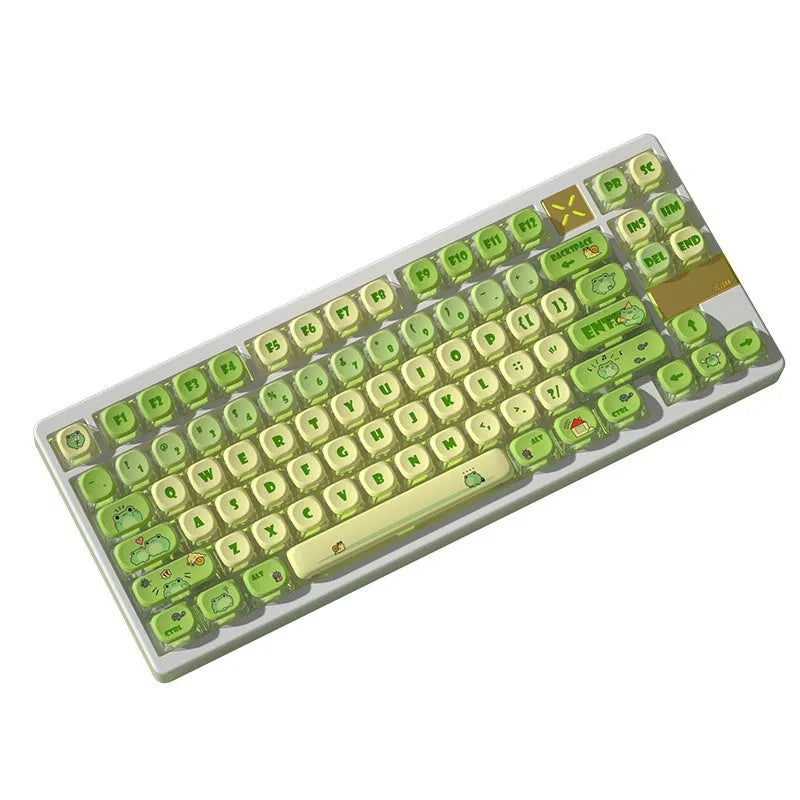 Spy Round Frog four-sided transparent pudding keycap set in OEM height with PBT+PC material and translucent characters