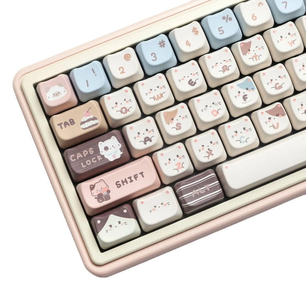 High Sea Salt Cat PBT keycap set for mechanical keyboards with March Past Space theme and 7u supplements