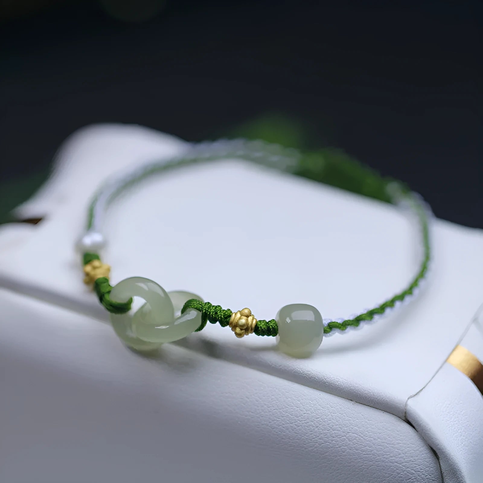 DIY woven bracelet with Hetian jade pendant and hollow national tide design on flexible wire