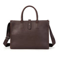 Brown PU leather men's shoulder messenger bag, medium size, with zipper closure and shoulder strap