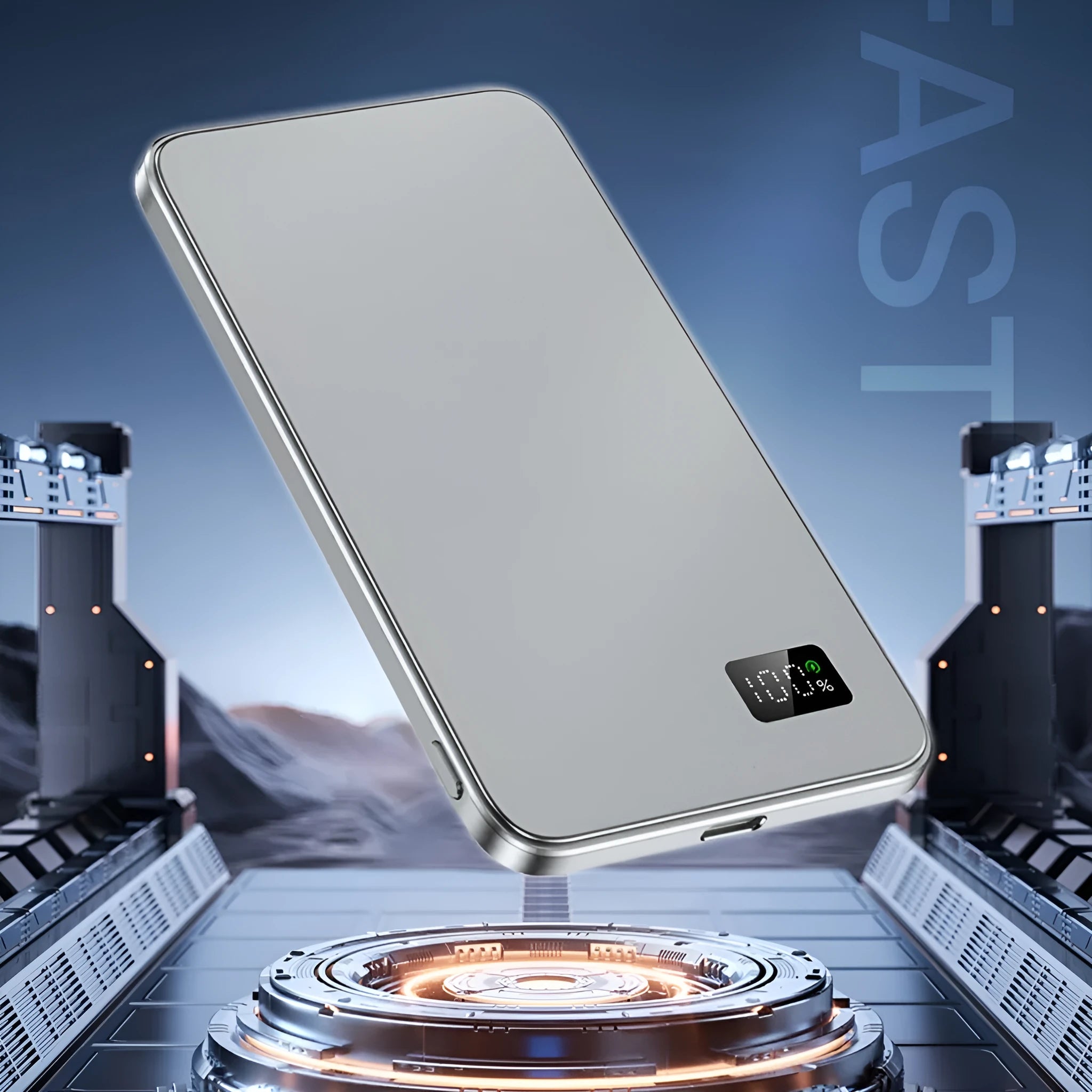 Simple Thin Wireless Magnetic Power Bank F20 in Black Gray Rose Violet Sky Blue with alloy shell