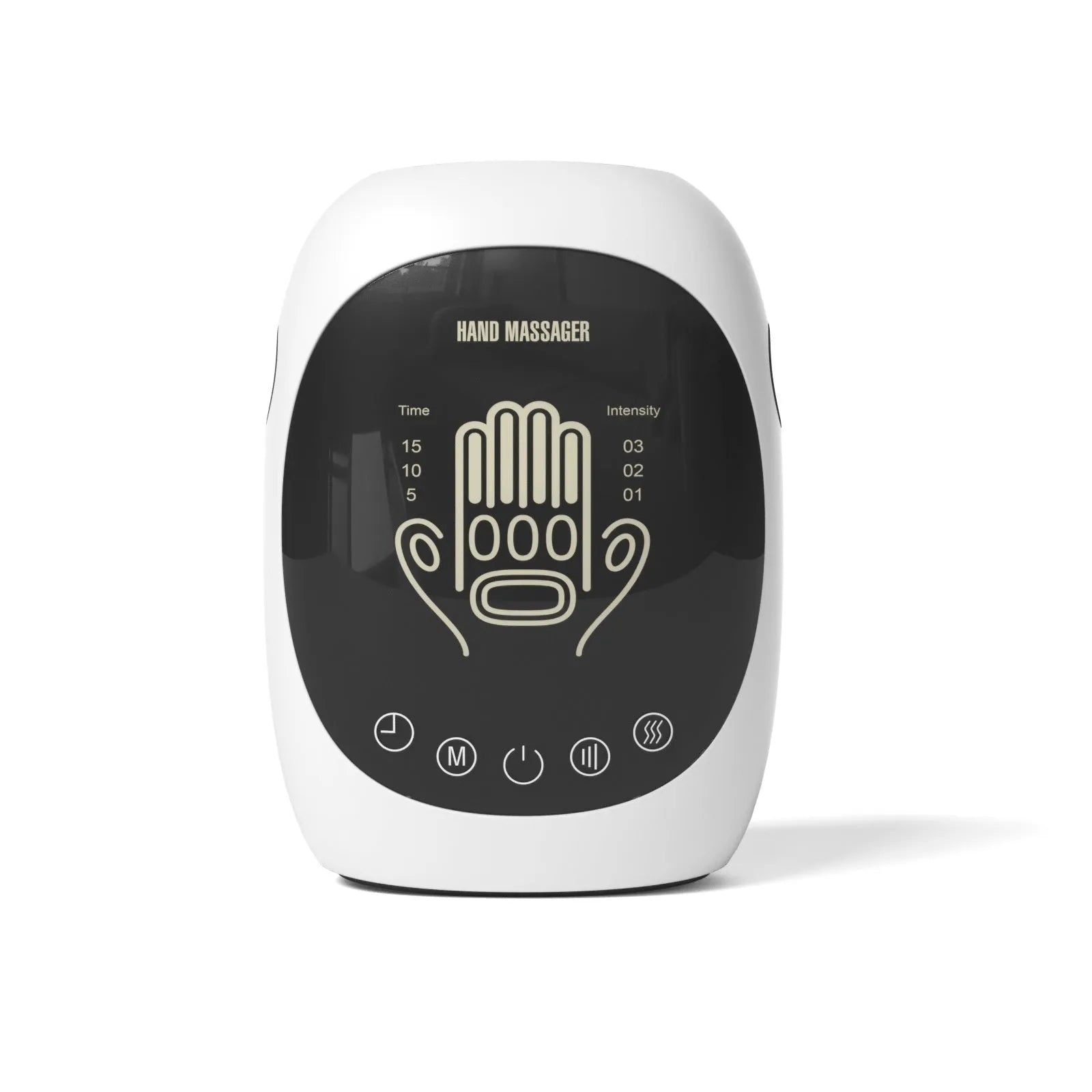 White electric hand massager with multi-point massage pads and infrared hot compress function