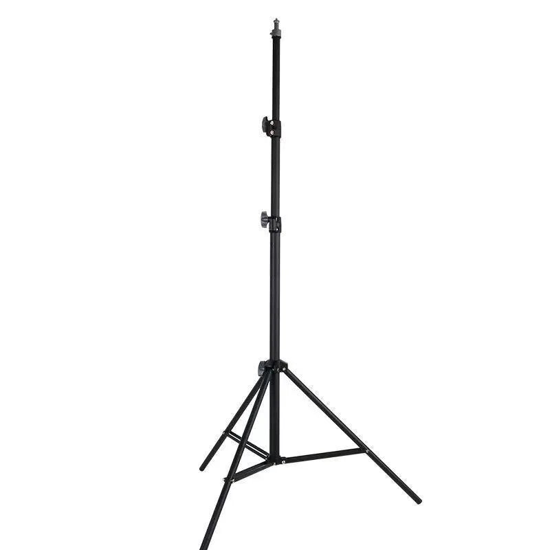 Carbon steel tripod stand with frosted legs and mobile phone holder attached