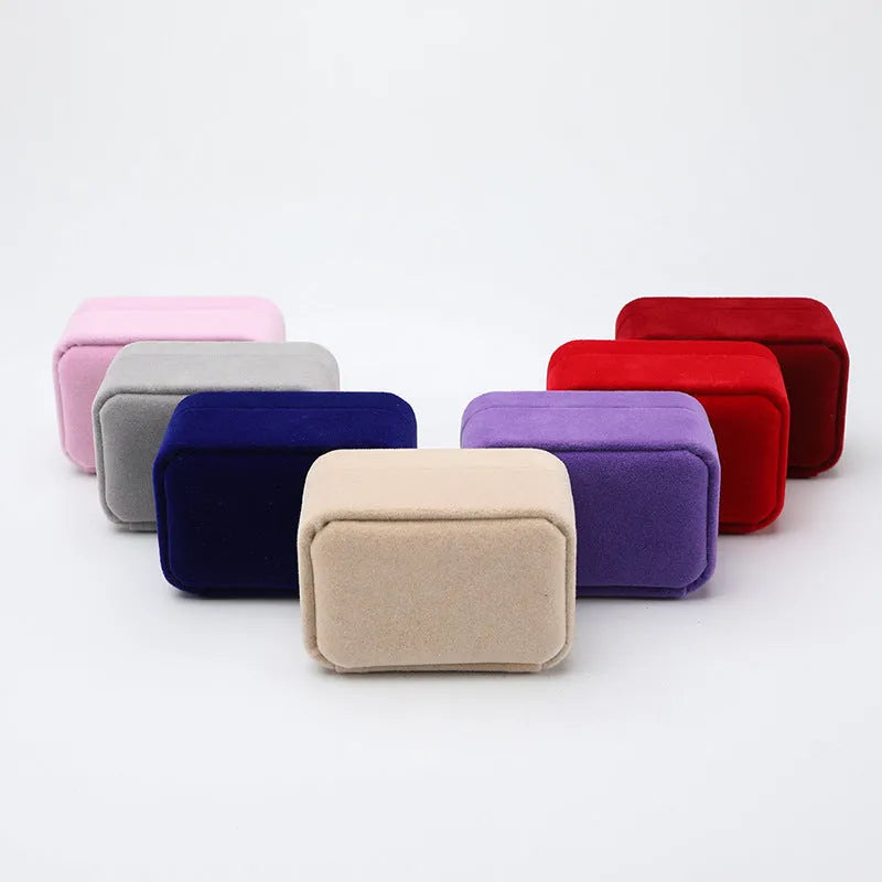 Flannelette ring box in velvet finish with ring inside, 5x7.5x4 inch size, multiple colours available