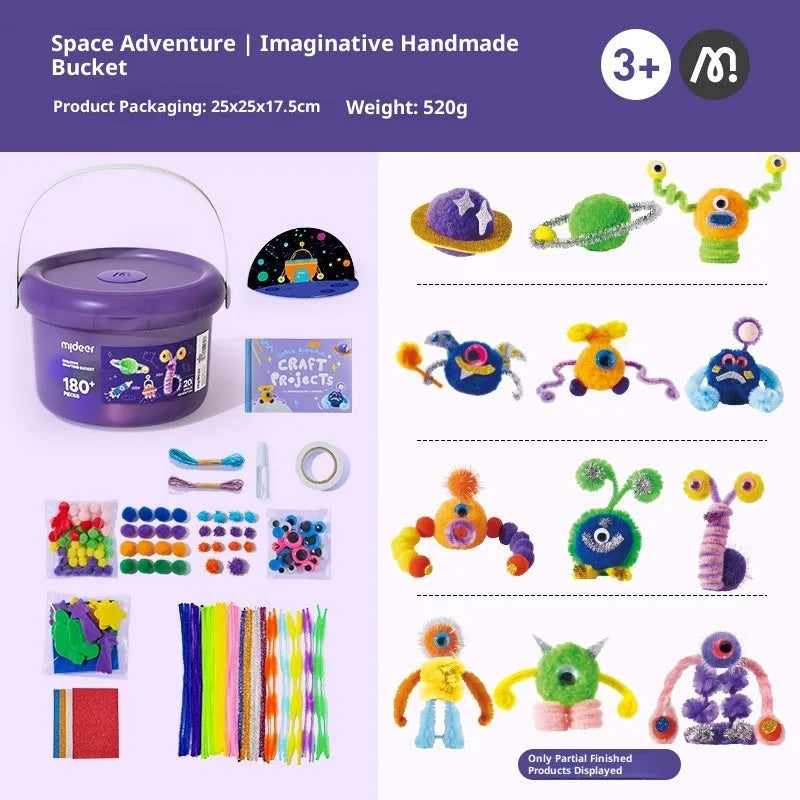 Children's DIY twisted stick bouquet toy set in forest adventure theme with resin components, packed in a colour box