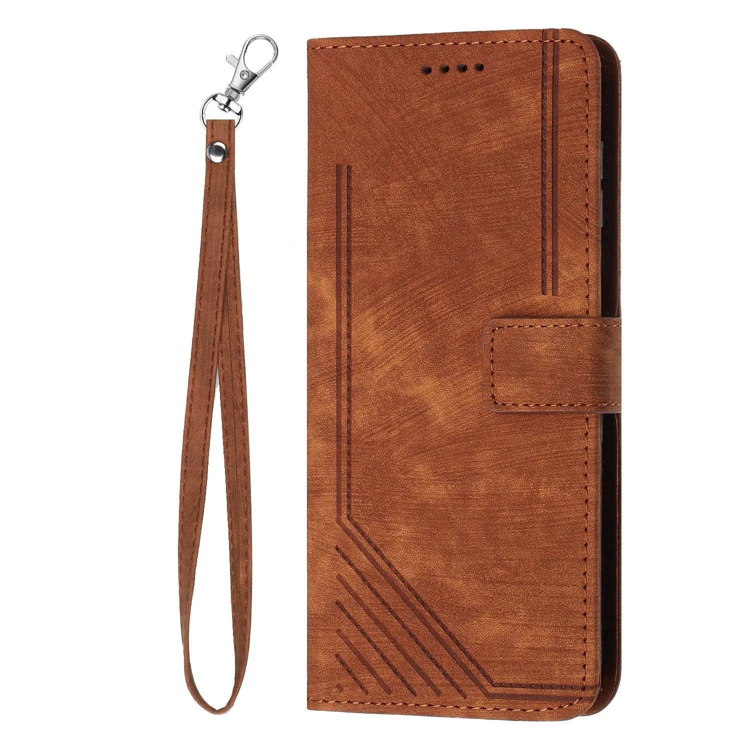 Frosted TPU PU phone case with card wallet slot and short rope for iPhone 16 Pro Max