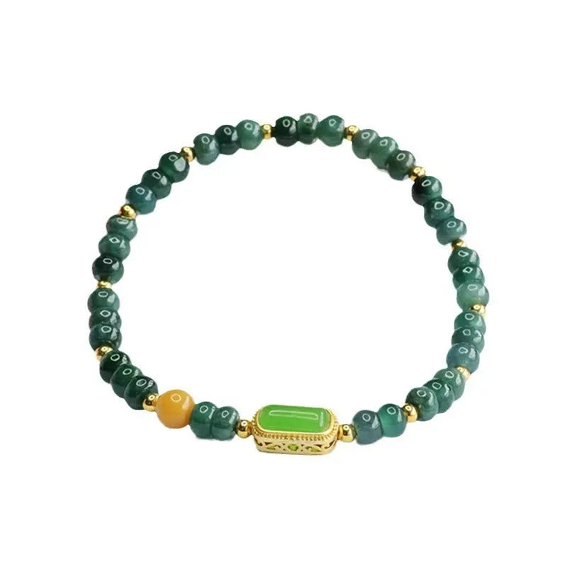 Blue water jasper abacus bead bracelet with electroplated topaz accents for women