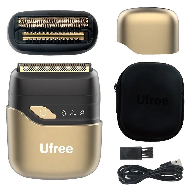 Gold electric reciprocating two cutter head shaver with LED display and floating heads