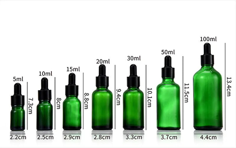 Glass fine oil bottle with glue head dropper and lid, 5ml to 100ml, amber UV-protecting for essential oils and cosmetics.