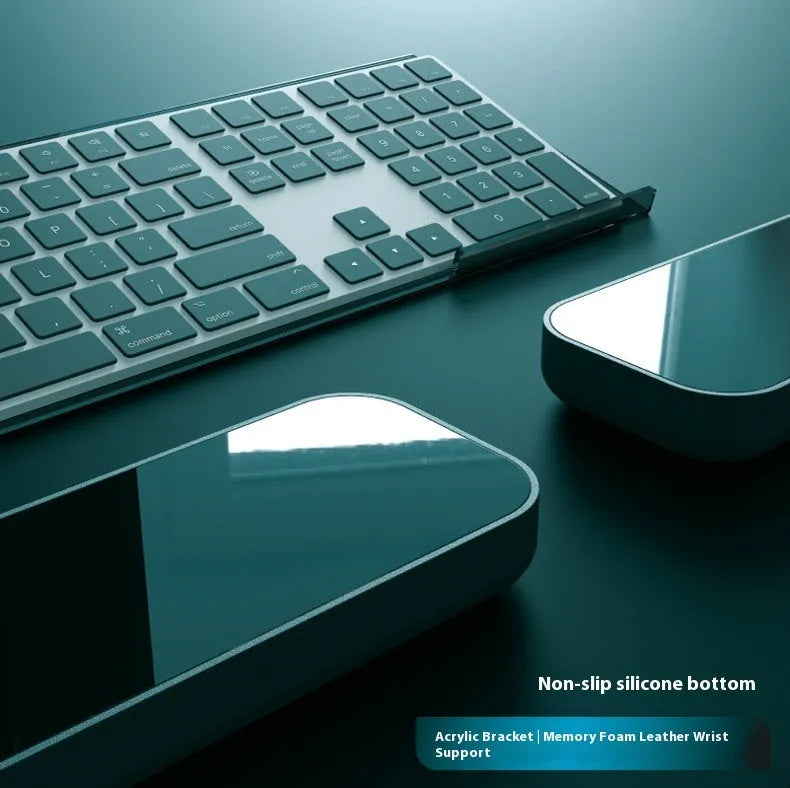 Double-sided memory foam keyboard and mouse pad with adjustable wrist strap in multiple colour options