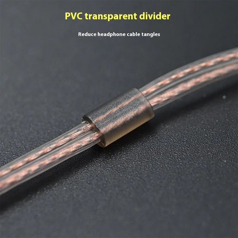 KZ oxygen-free copper earphone upgrade cable in transparent black, Type B or Type C, with or without microphone