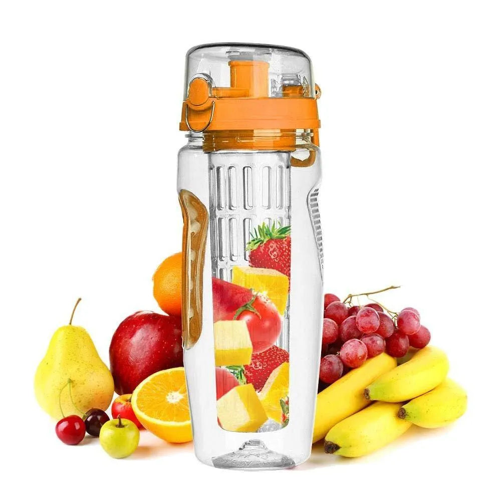 32oz Tritan fruit infuser water bottle with separate fruit cup and leakproof sport design