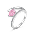 Women's silver water drop ring with electroplating and geometric teardrop design, shown in a listed colour option