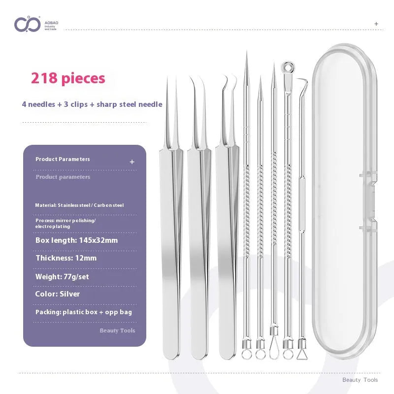 4-piece metal acne needle set with ultra fine pointed tips for precise skincare application