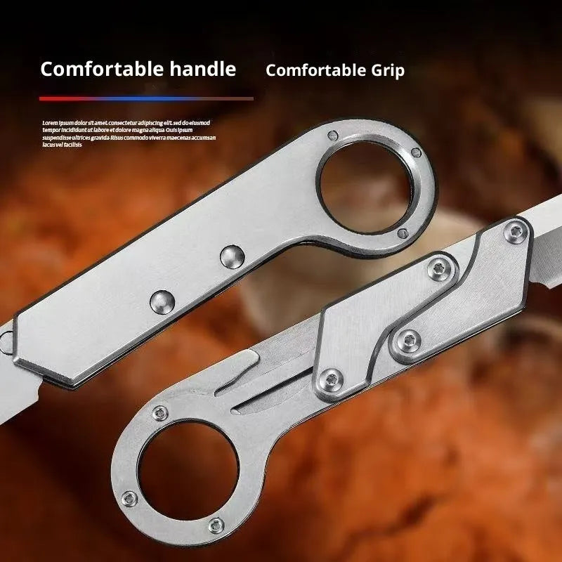 Thickened mechanical deformation folding knife with silver stainless steel blade and 67mm handle