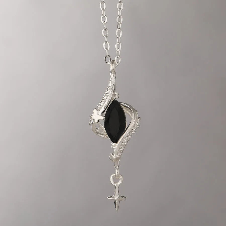 Mori style winding hollow out creative pendant necklace with adjustable cross chain