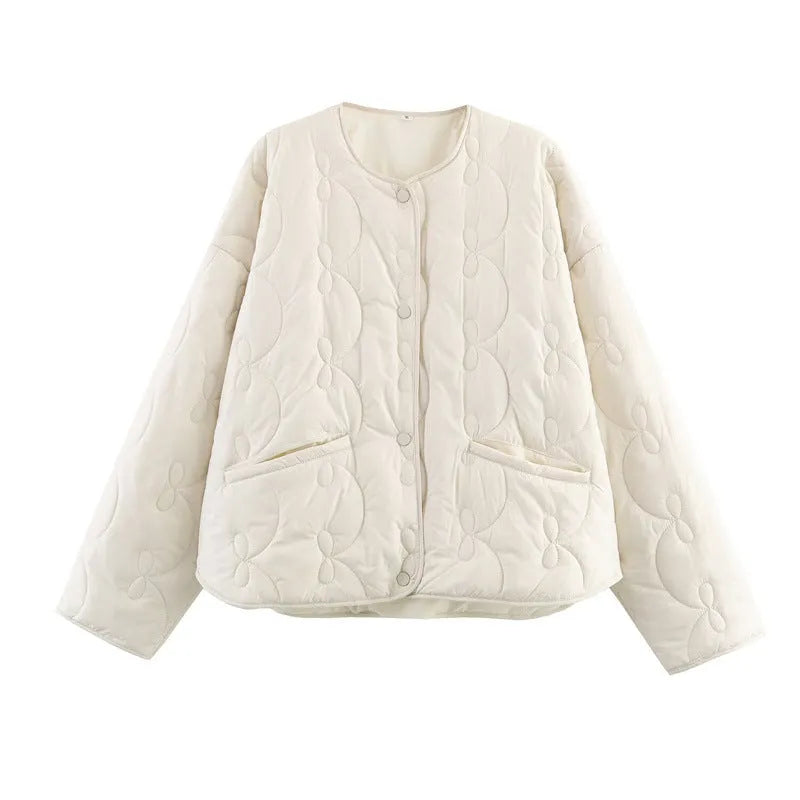 Women's bow quilted coat in polyester, straight cut, medium thickness, black colour, regular sleeves