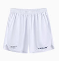 Men's blue training fitness shorts made from polyester and spandex blend fabric.