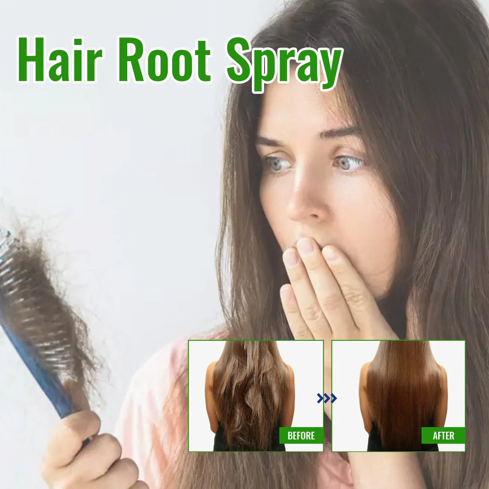 120ml bottle of rosemary dense hair essential oil spray with a dropper applicator on a white background.