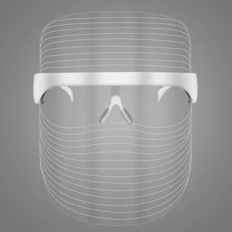 LED three-color transparent beauty mask for home photon facial skin rejuvenation and whitening device